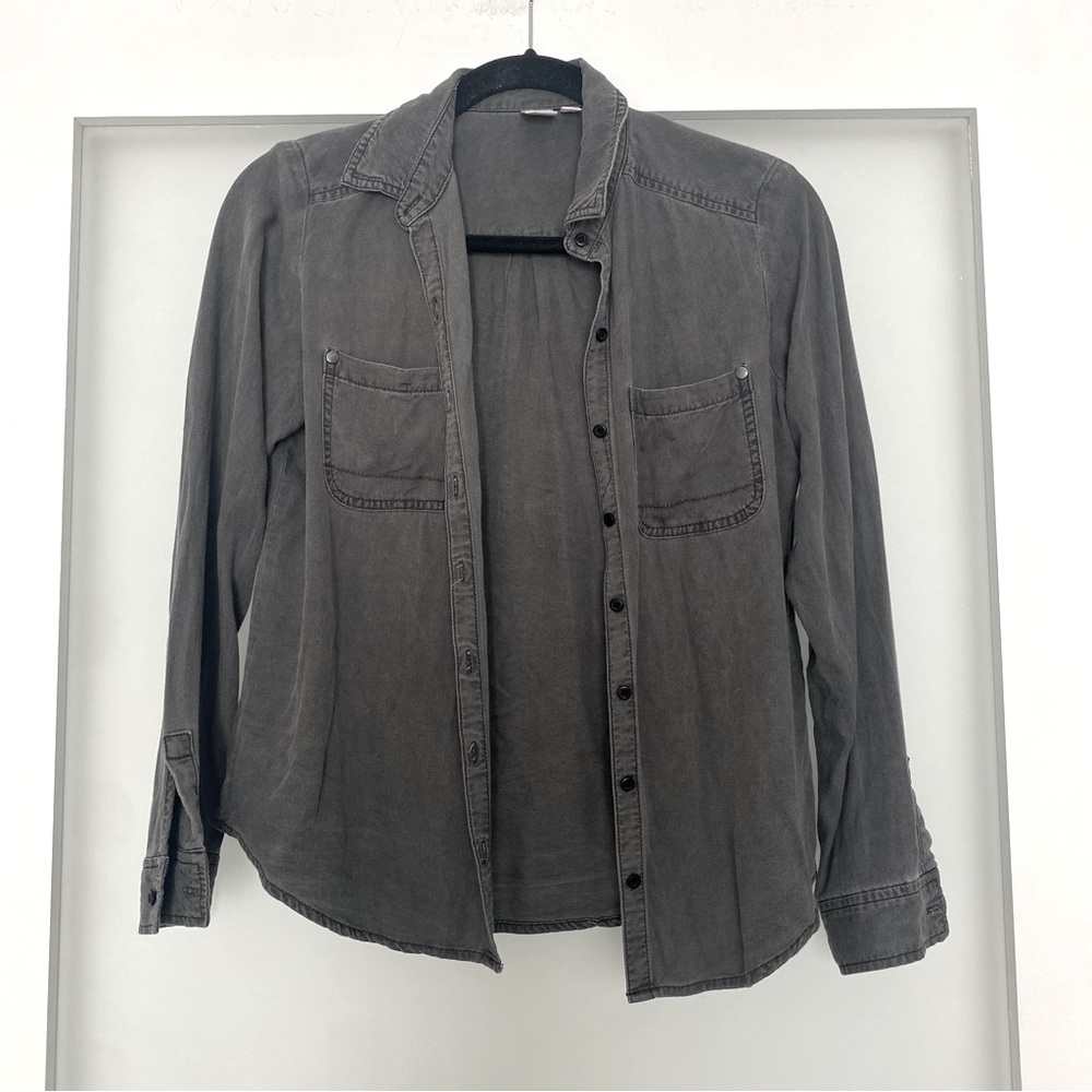 BP gray green soft button down chambray shirt fall S